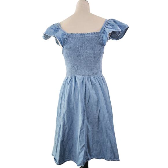 Old Navy Smocked Bodice Chambray Mini Dress – Size M - Picture 3 of 6